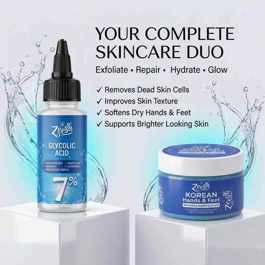 Zeesh 7% Glycolic Acid Whitening & Repair Bundle for Hands, Feet & Underarms