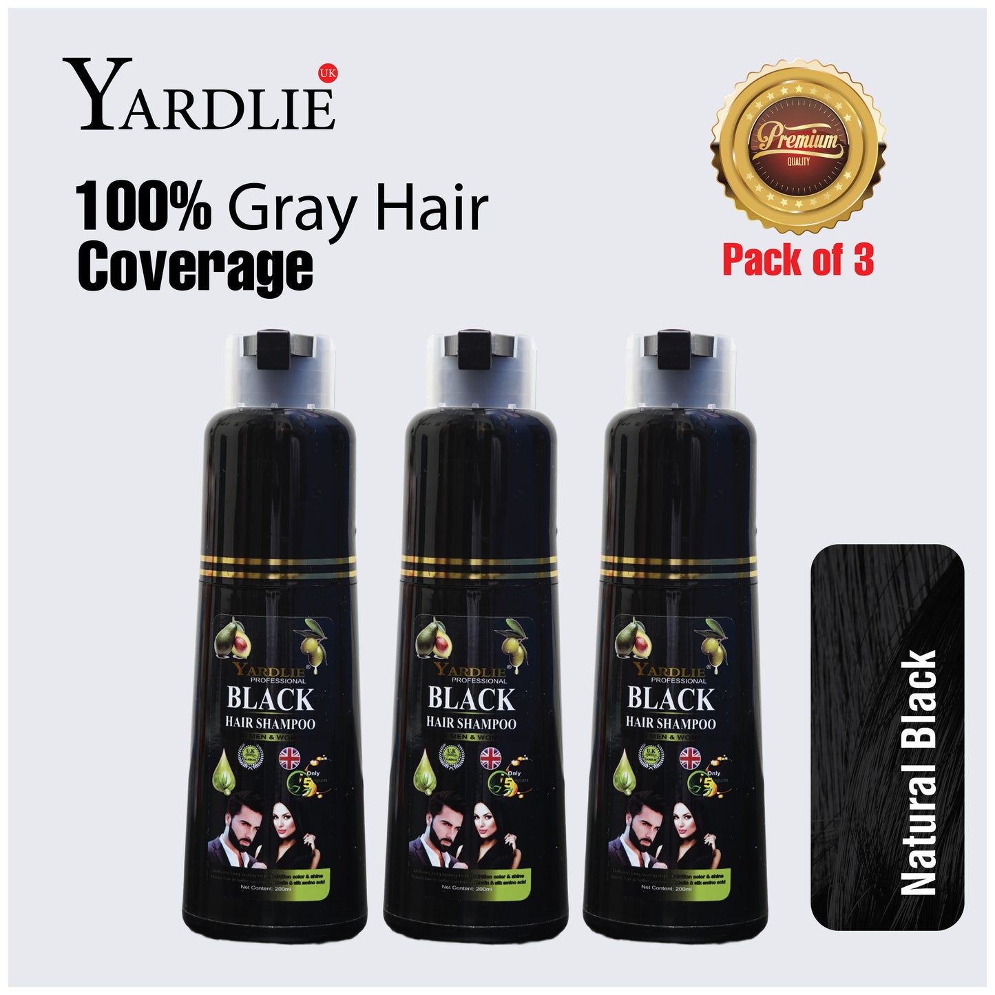 Yardlie Premium Natural Black Hair Color Shampoo UK Based