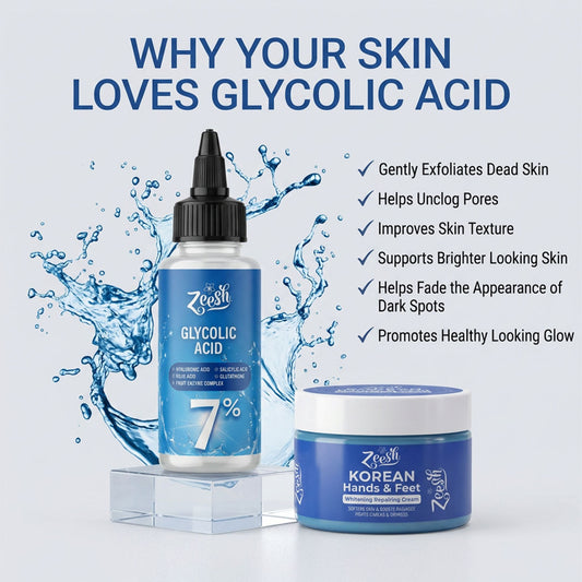 Zeesh 7% Glycolic Acid Whitening & Repair Bundle for Hands, Feet & Underarms