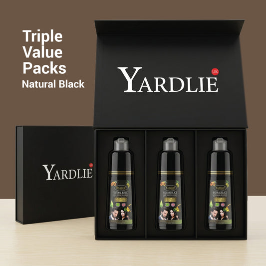 Yardlie Triple Pack Premium Natural Black Hair Color Shampoo